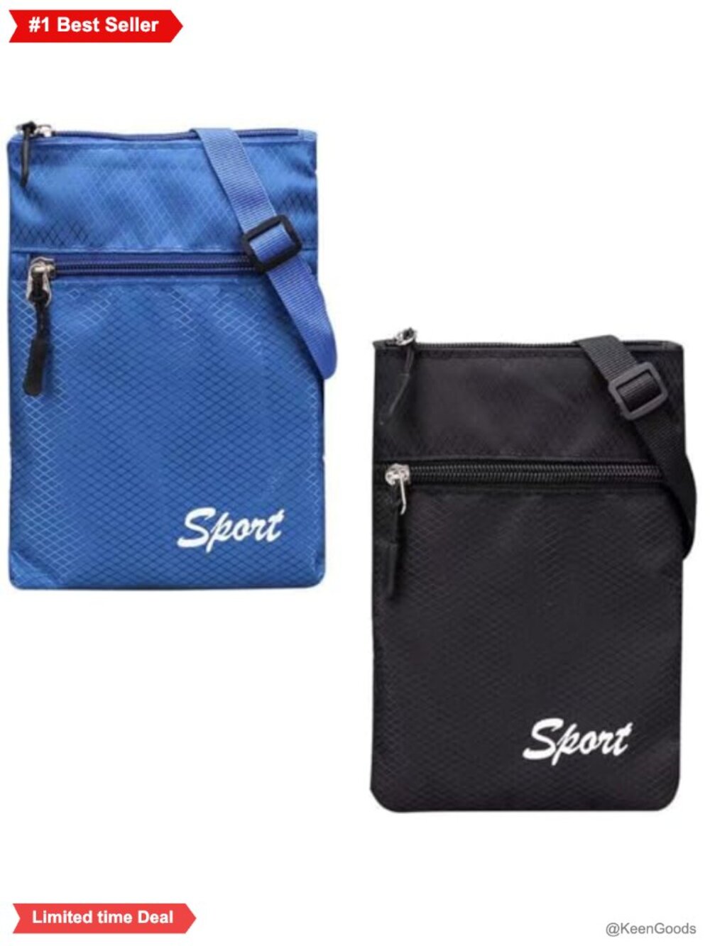 2 Pack Nylon Crossbody Bag Phone Purse Zipper Pouch Compact Shoulder Wallet